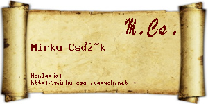 Mirku Csák névjegykártya
